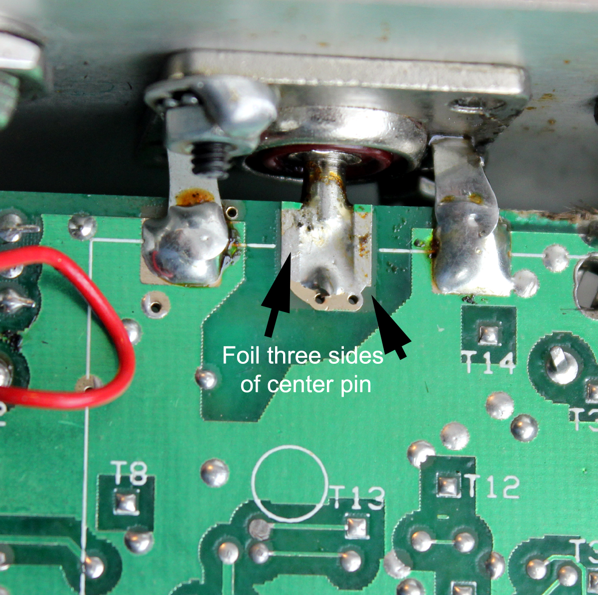 Properly soldered pin on good board